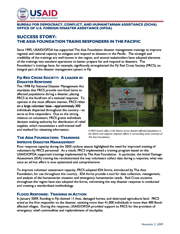 USAID-OFDA FRCS Success Story