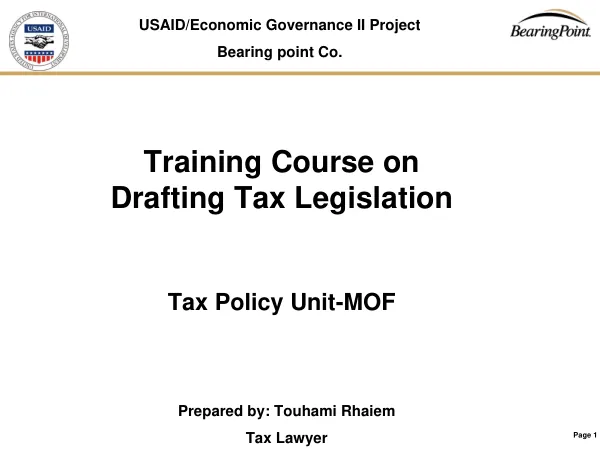 Training Course on Drafting Tax Legislation