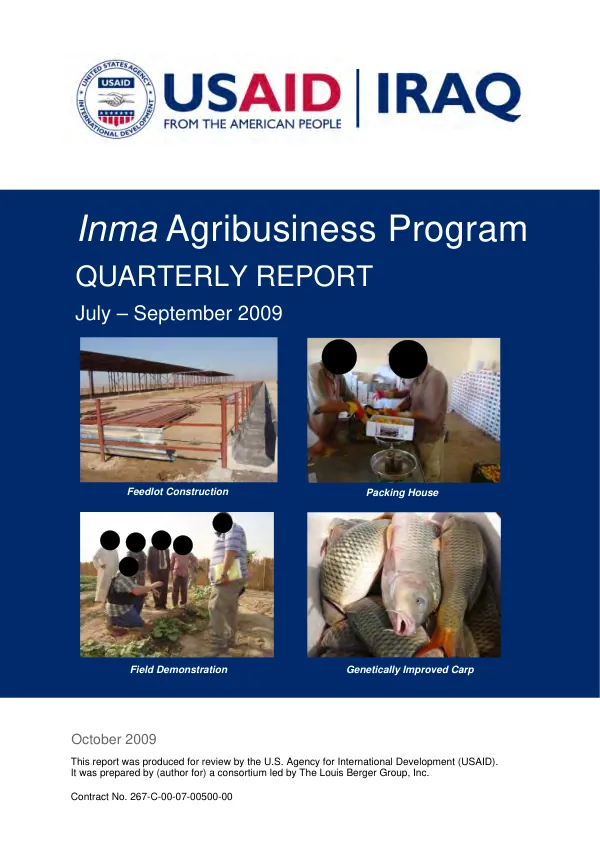 Quarterly Report (July - September 2009) Inma Agribusiness Program