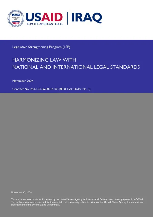 Legislative Strengthening Program (LSP): Harmonizing Law with National and International Legal Standards