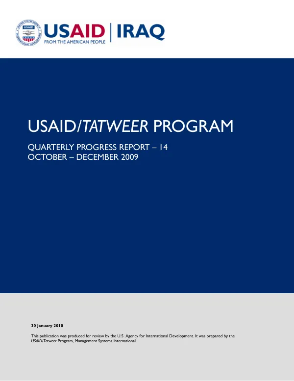 Quarterly Progress Report 14: October-December 2009