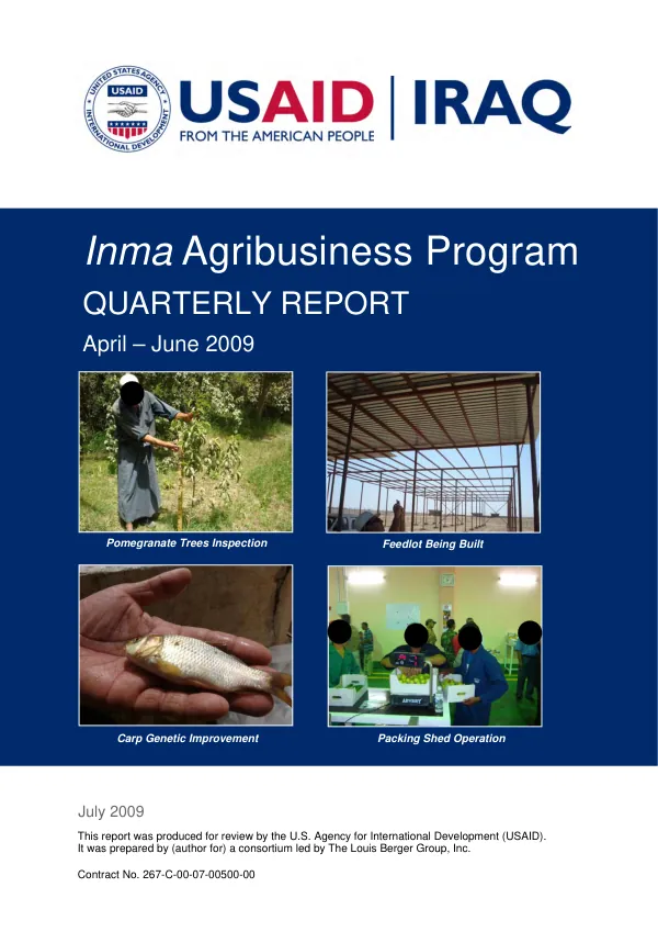 Quarterly Report (April-June 2009) Inma Agribusiness Program