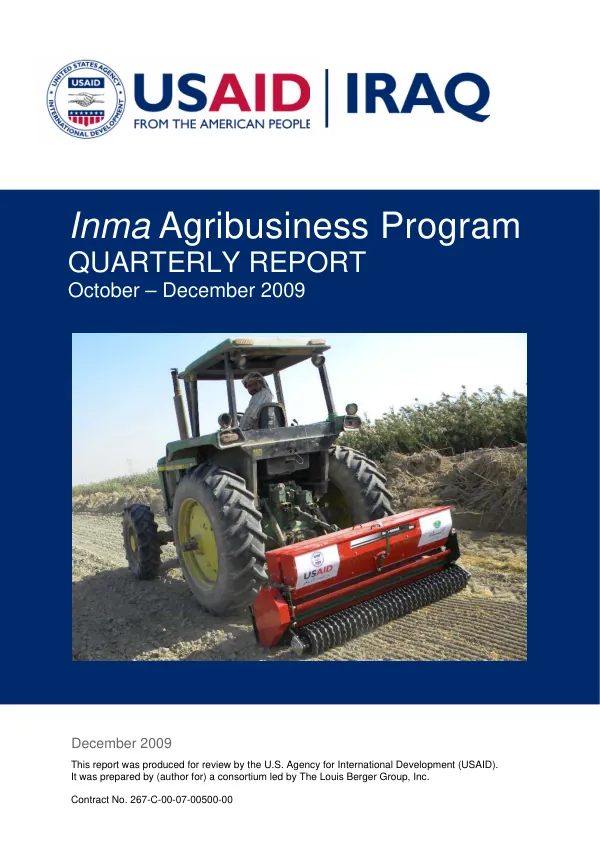 Quarterly Report (October - December 2009) Inma Agribusiness Program