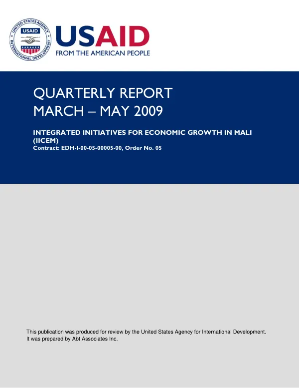 Quarterly Report: Integrated Initiatives for Economic Growth in Mali (IICEM)