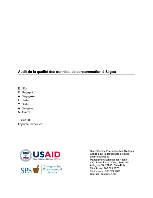 Audit de la qualité des données de consommation à Ségou