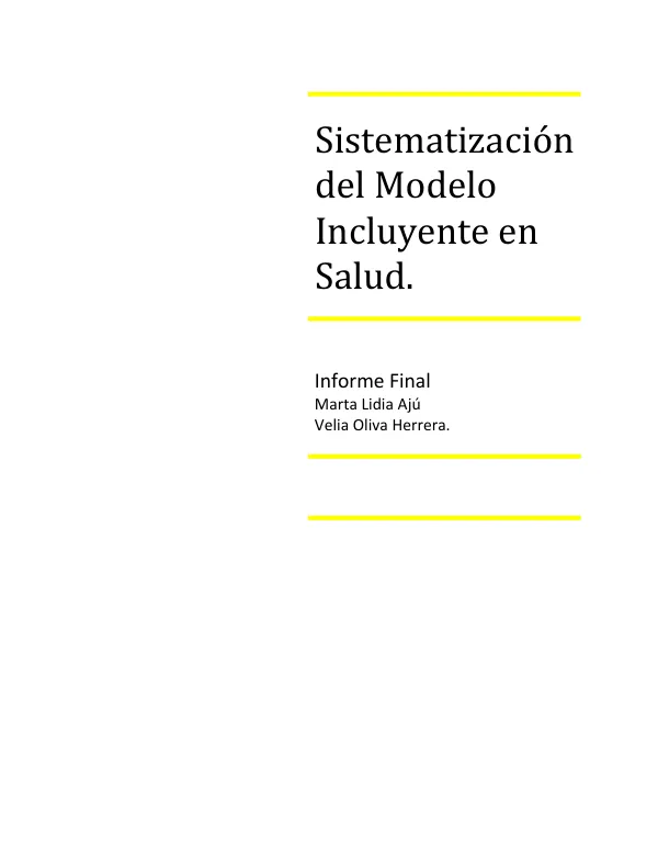 Sistematización del Modelo Incluyente en Salud
