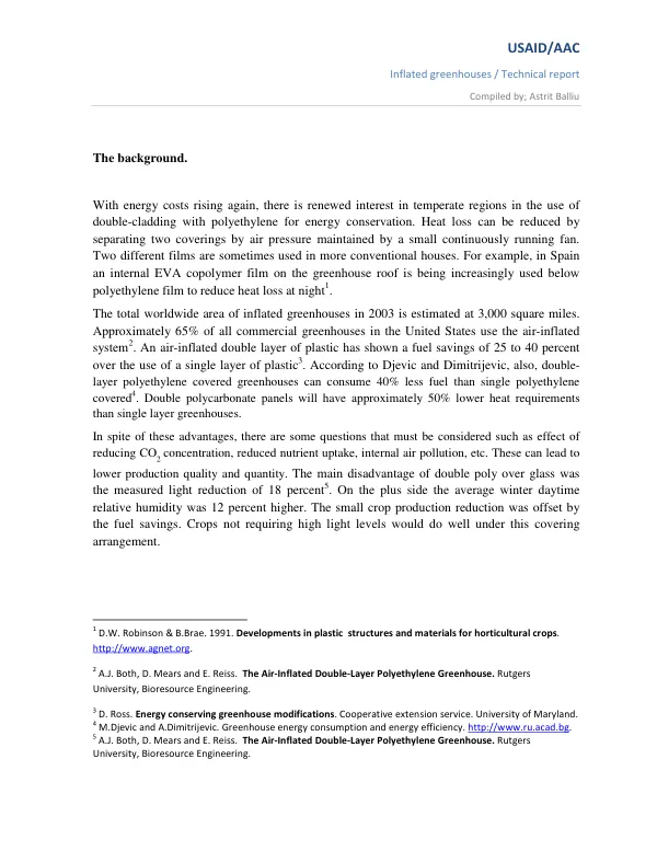 Inflated Greenhouses / Technical Report