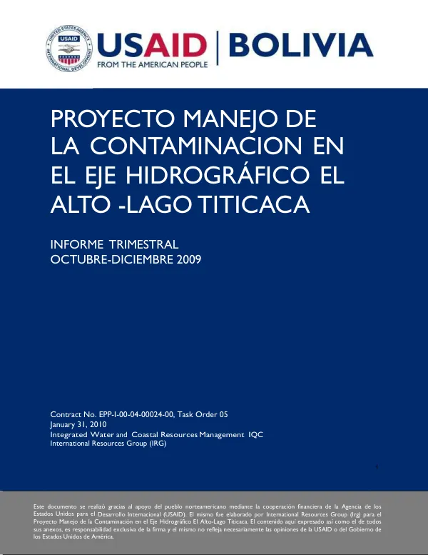 Proyecto Manejo de la Contaminación en el Eje Hidrográfico El Alto-Lago Titicaca