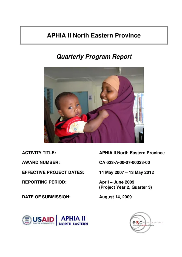 Year 2 Quarter 3 Program Report: APHIA II North Eastern Province