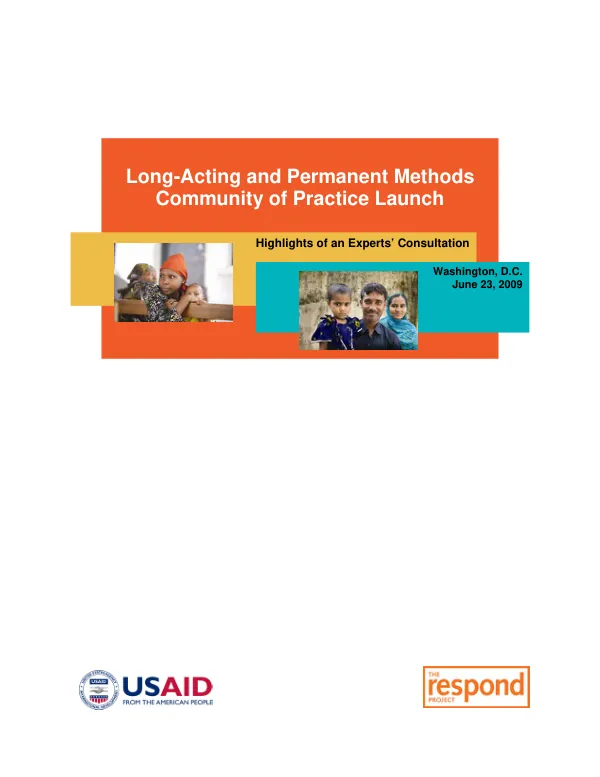 Long-Acting and Permanent Methods Community of Practice Launch