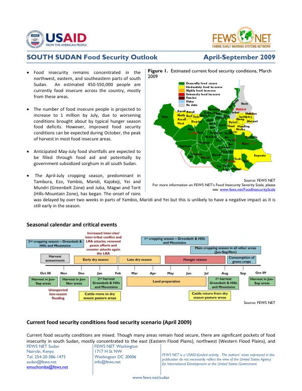 SOUTH SUDAN Food Security Outlook April - September 2009