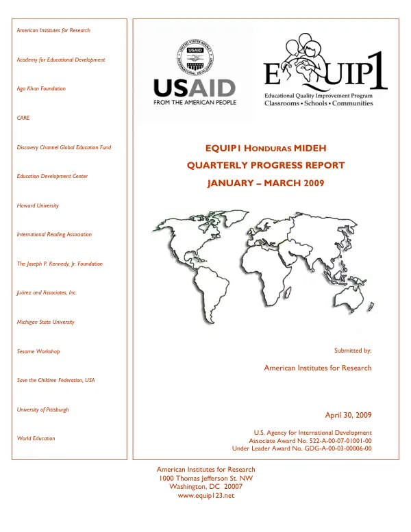 Quarterly Progress Report January – March 2009