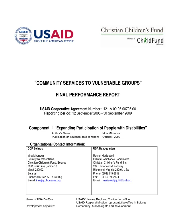 Final Report: Expanding Participation of People with Disabilities