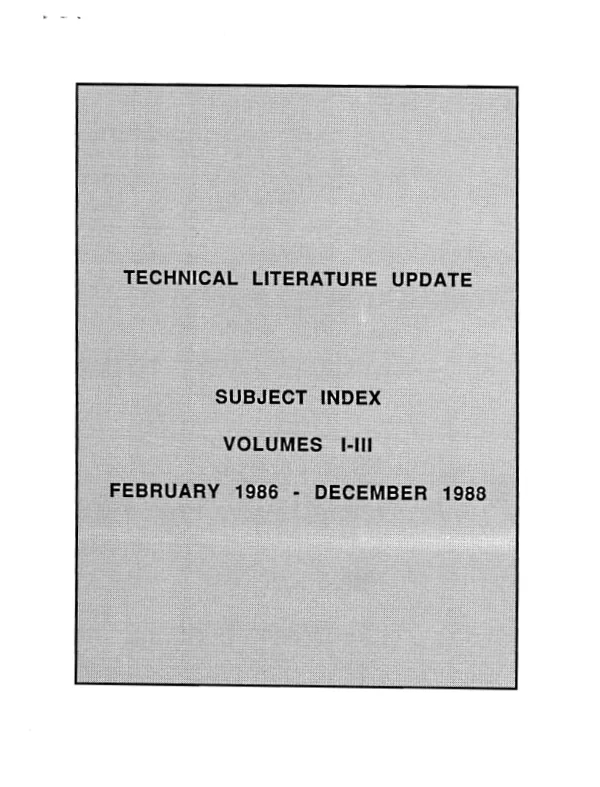 Technical Literature Update Subject Index