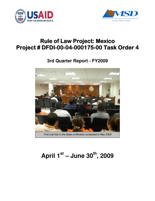 Rule of Law Project: Mexico Project # DFD-00-04-000175-00 Task Order 4