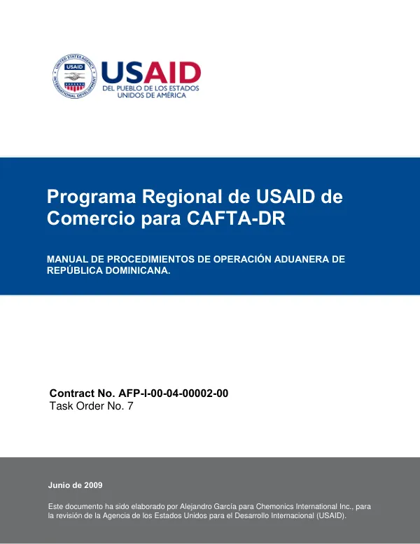 MANUAL DE PROCEDIMIENTOS DE OPERACIÓN ADUANERA DE REPÚBLICA DOMINICANA