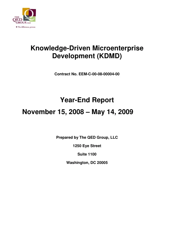 Year-End Report: Knowledge-Driven Microenterprise Development (KDMD)