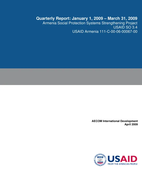 Quarterly Report: January 1, 2009 – March 31, 2009