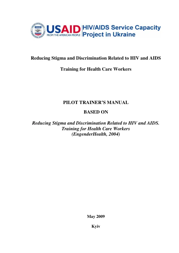 Reducing Stigma and Discrimination Related to HIV and AIDS Training for Health Care Workers