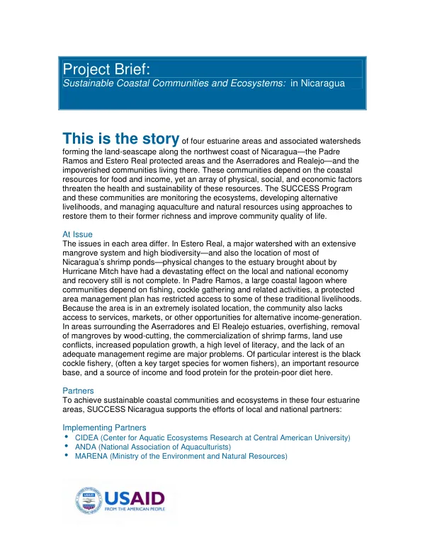 Sustainable Coastal Communities and Ecosystems: in Nicaragua