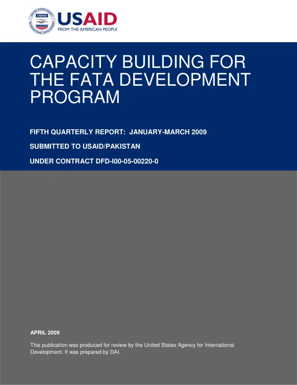 5th Quarterly Progress Report: FATA Capacity Building Program