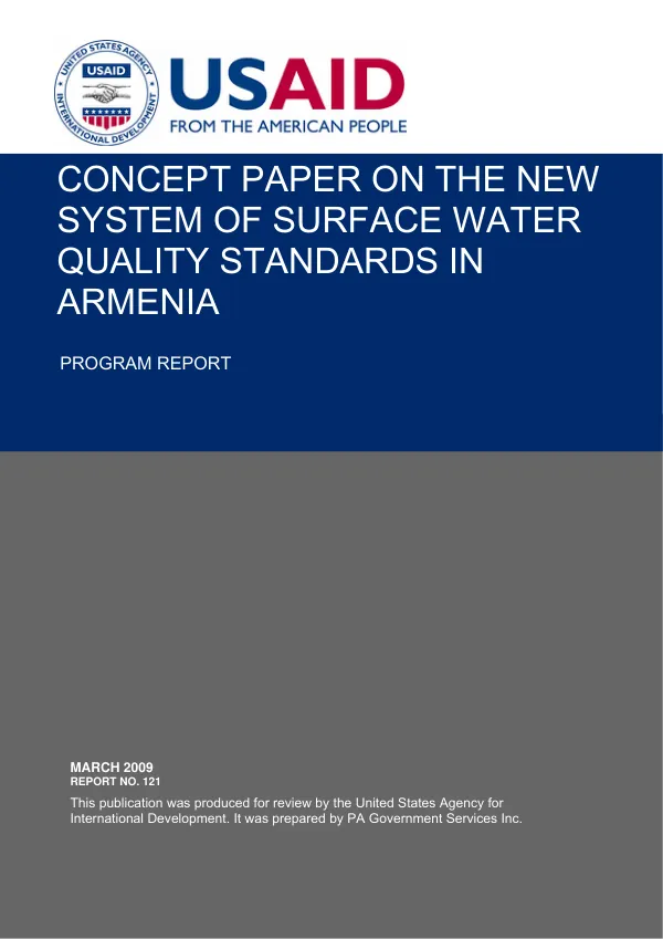 Concept Paper On The New System Of Surface Water Quality Standards In Armenia
