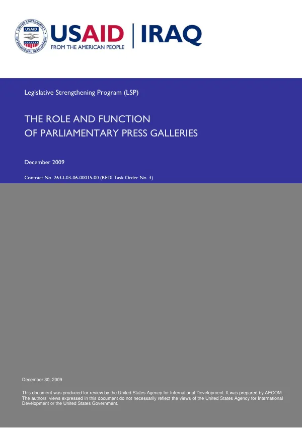The Role and Function of Parliamentary Press Galleries