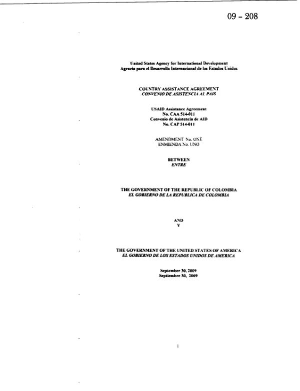 Country Assistance Agreement Amendment No. One