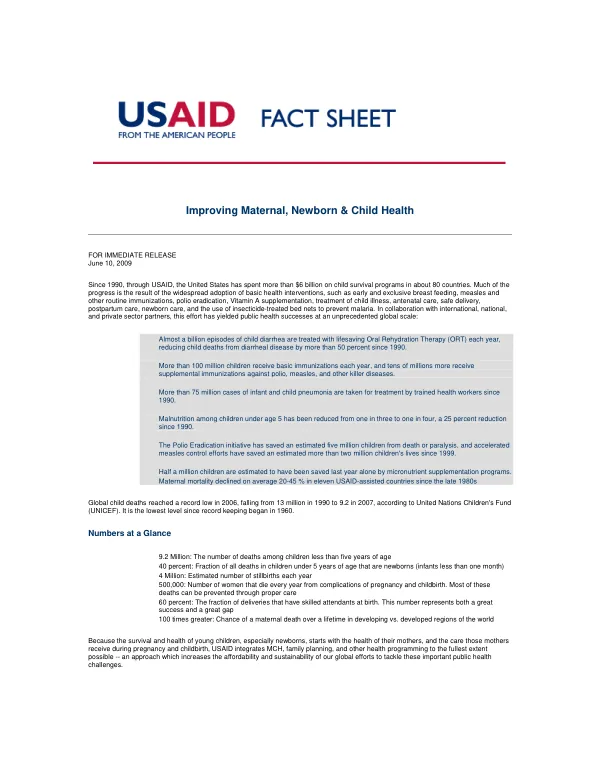 Improving Maternal, Newborn & Child Health
