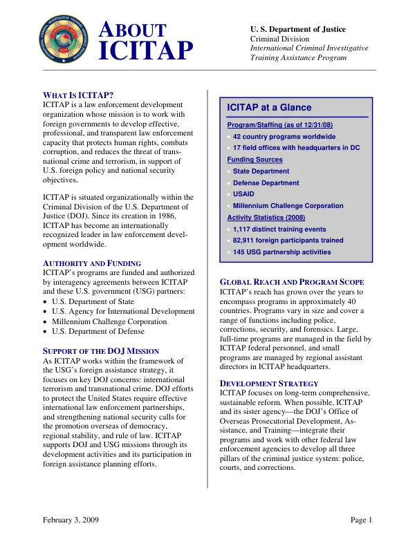 International Criminal Investigative Training Assistance Program (ICITAP)