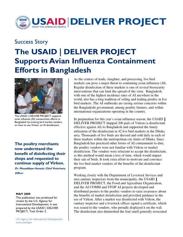 The USAID | DELIVER PROJECT Supports Avian Influenza Containment Efforts in Bangladesh