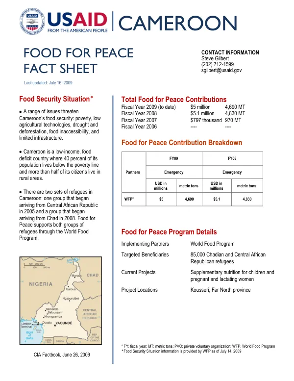 Final Report: Food for Peace Fact Sheet Cameroon