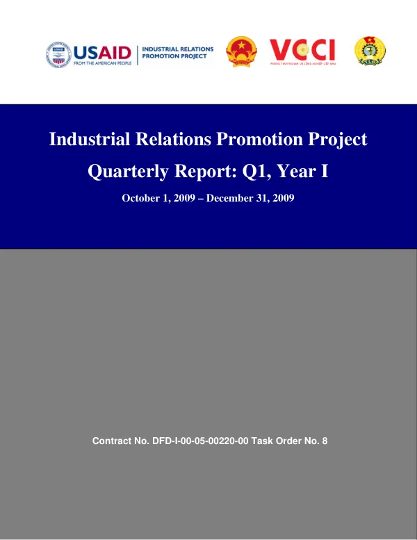 Industrial Relations Promotion Project Quarterly Report: Q1, Year I
