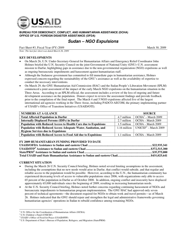 USAID-DCHA Sudan Fact Sheet #3