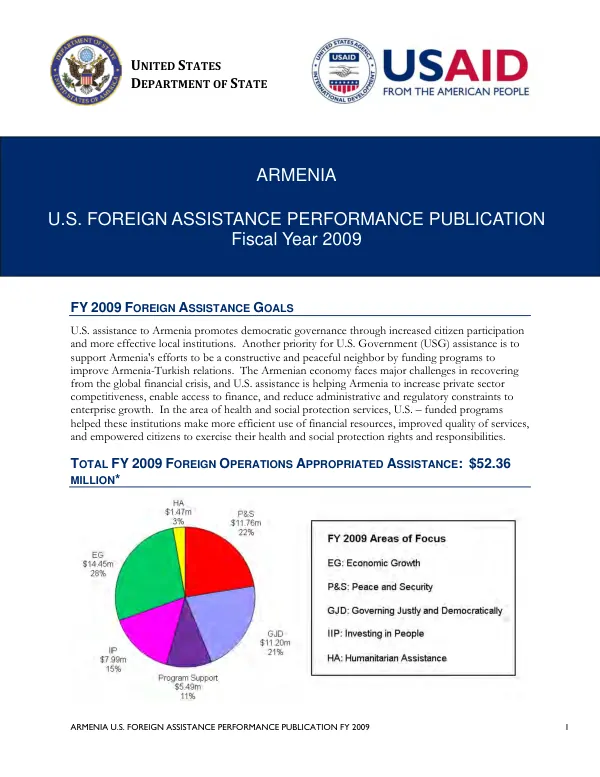 U.S. FOREIGN ASSISTANCE PERFORMANCE PUBLICATION FY 2009