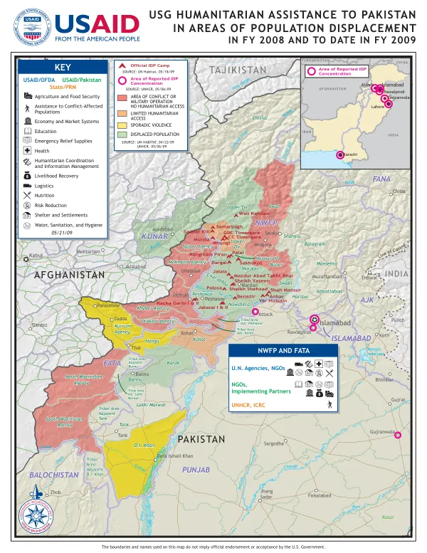 USG HUMANITARIAN ASSISTANCE TO PAKISTAN IN AREAS OF POPULATION DISPLACEMENT