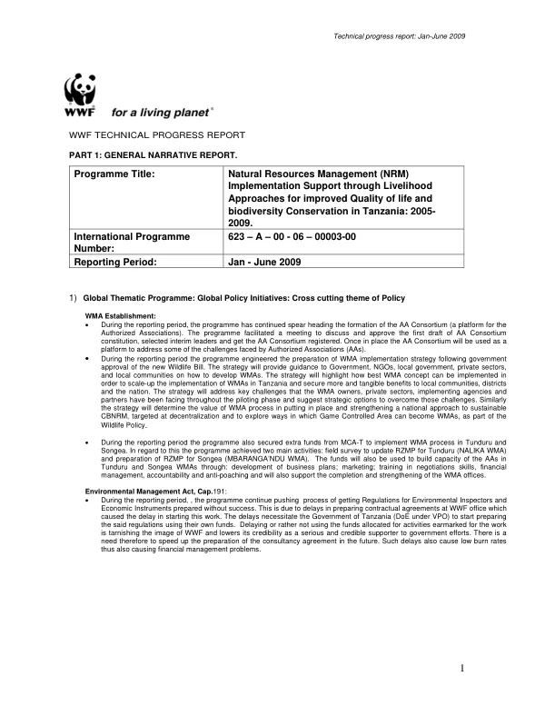 Technical Progress Report: Jan-June 2009