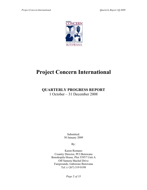 Quarterly Report 1Q 2009: Building Bridges Program in Botswana