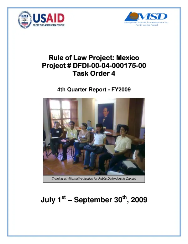 4th Quarter Report - FY2009: Rule of Law Project: Mexico