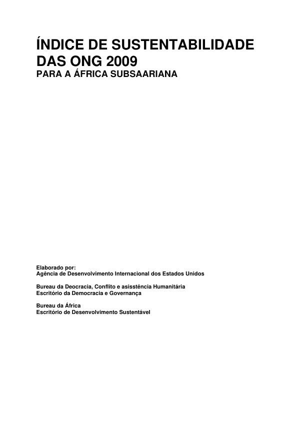 Índice de Sustentabilidade das ONG 2009 para a África Subsaariana