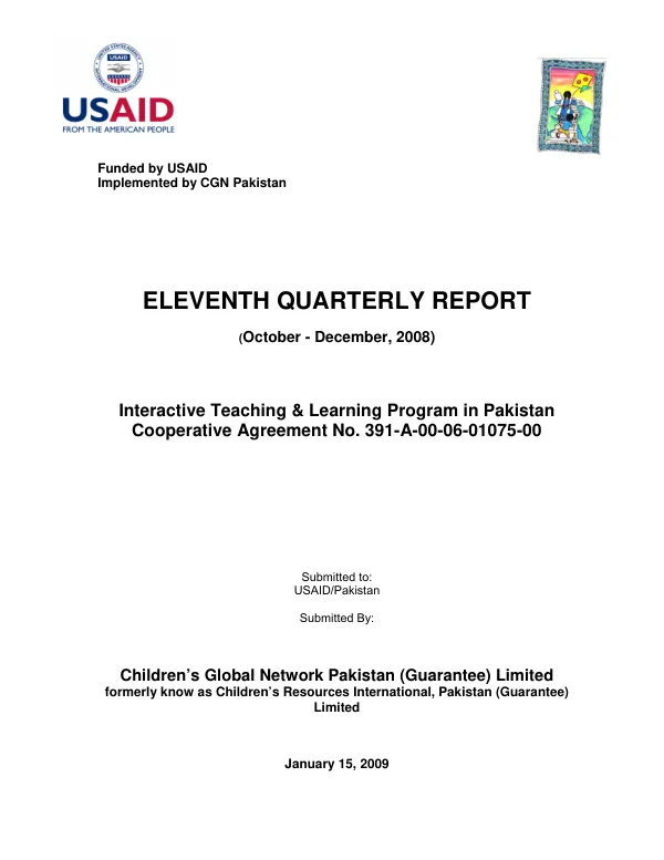 Eleventh Quarterly Report: Interactive Teaching & Learning Program in Pakistan