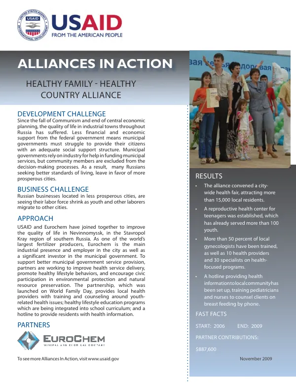 Alliances In Action: Healthy Family - Healthy Country Alliance