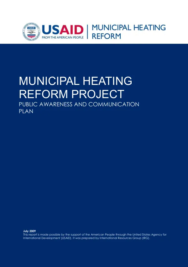 Public Awareness and Communication Plan (Draft) for Municipal Heating Reform Project