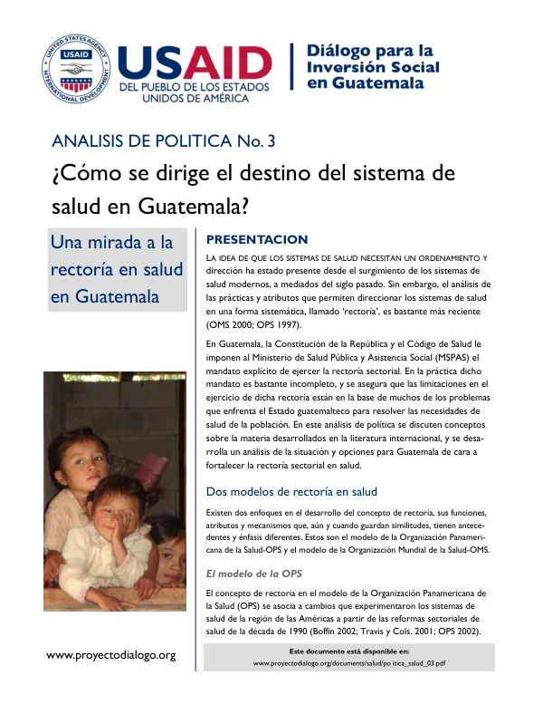Análisis de Política No. 3: ¿Cómo se dirige el destino del sistema de salud en Guatemala?