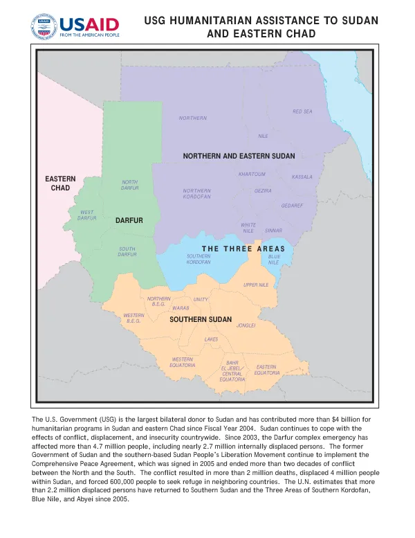 USAID/OFDA Sudan Program Map 4/21/2009