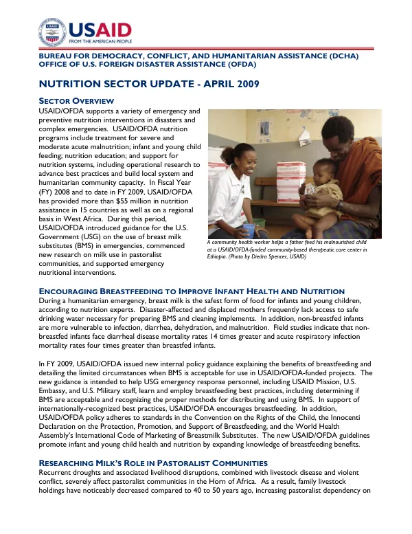 Nutrition Sector Update - April 2009