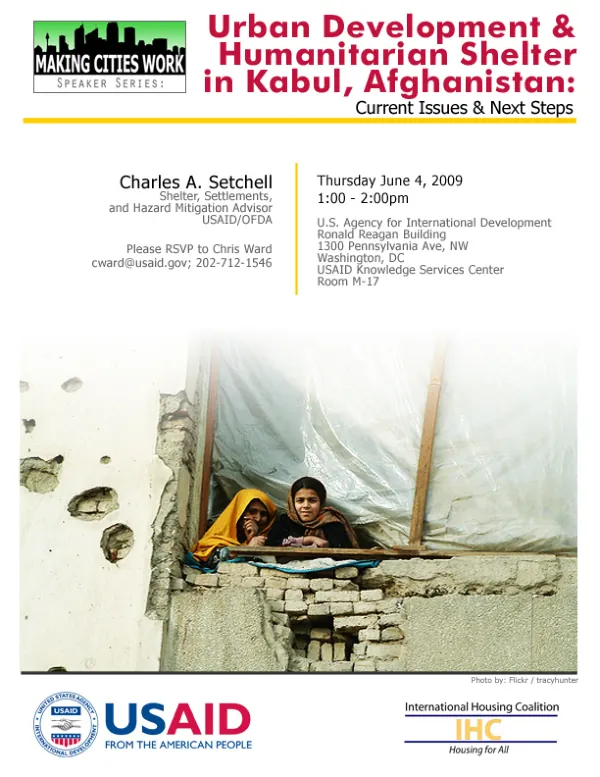 Urban Development & Humanitarian Shelter in Kabul, Afghanistan: Current Issues & Next Steps