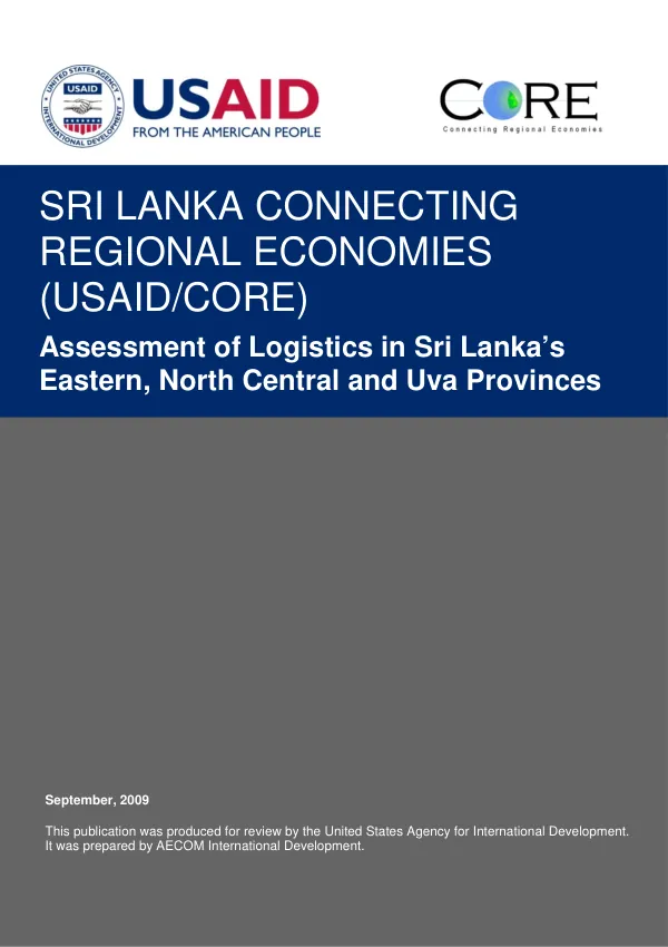Assessment of Logistics in Sri Lanka’s Eastern, North Central and Uva Provinces