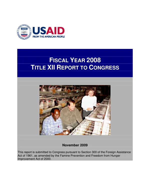 Title XII Report to Congress Fiscal Year 2008