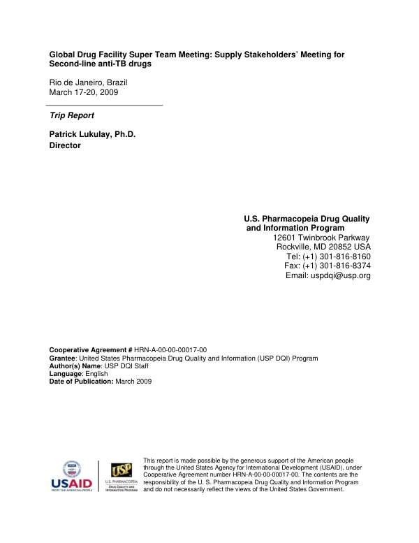 Global Drug Facility Super Team Meeting: Supply Stakeholders’ Meeting for Second-line anti-TB drugs